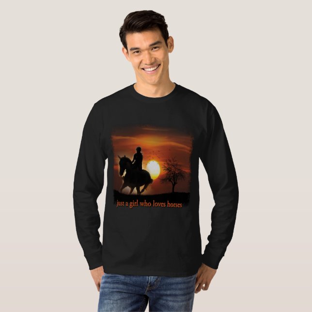 T-shirt juste une fille qui aime les chevaux (Devant entier)