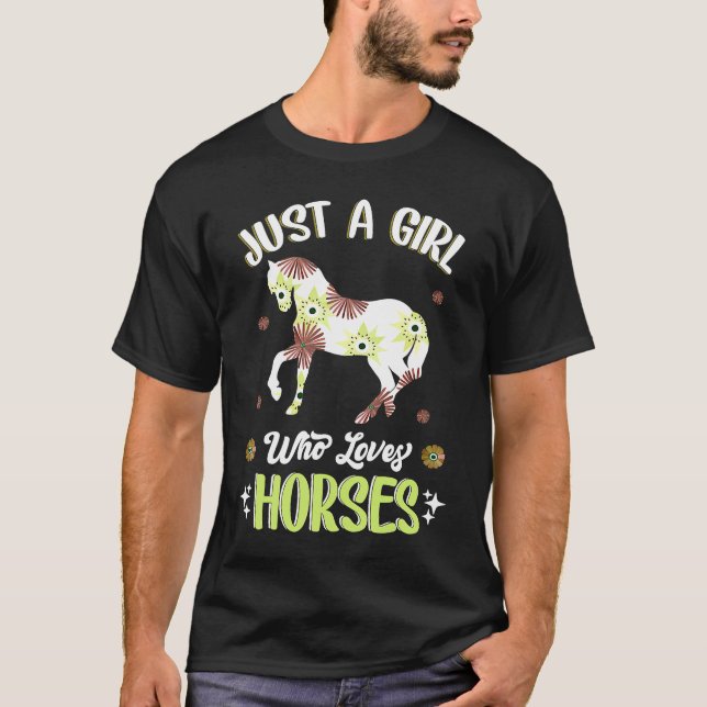 T-shirt Juste une fille qui aime les chevaux (Devant)