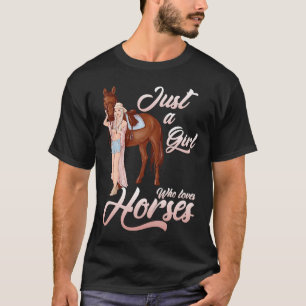 T-shirt Juste Une Fille Qui Aime Les Chevaux Aquarelle Che