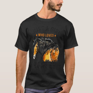 T-shirt Juste Une Fille Qui Aime Les Chevaux Aquarelle Che