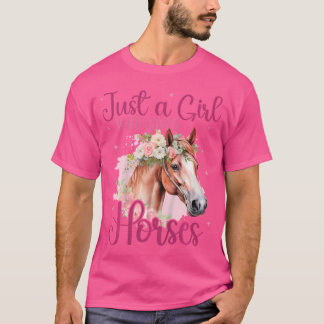 T-shirt Juste une fille qui aime les chevaux Cavalier Amou