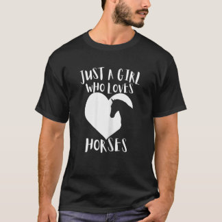 T-shirt Juste Une Fille Qui Aime Les Chevaux Cœur Blanc Vi