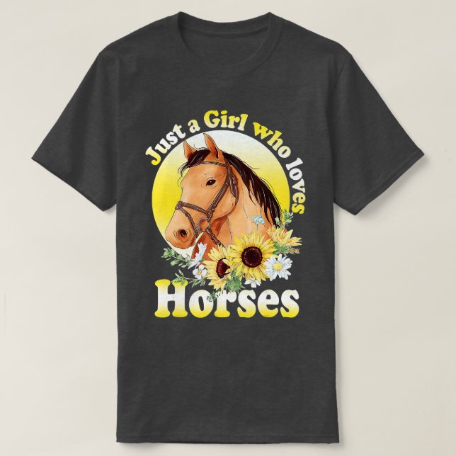 T-shirt Juste une fille qui aime les chevaux - équitation  (Design devant)