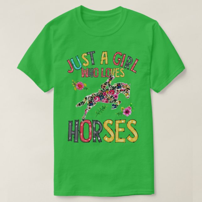 T-shirt Juste une fille qui aime les chevaux fleurs (Design devant)