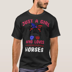 T-shirt Juste Une Fille Qui Aime Les Chevaux Graphique Che