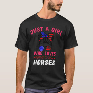 T-shirt Juste Une Fille Qui Aime Les Chevaux Graphique Che