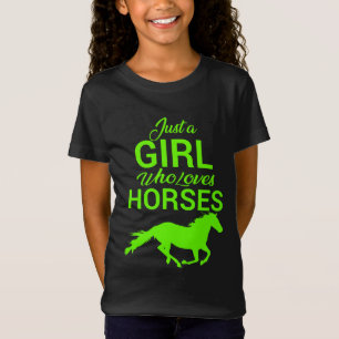 T-Shirt Juste Une Fille Qui Aime Les Chevaux Neon