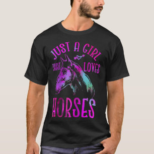 T-shirt Juste une fille qui aime les chevaux T Effet aquar