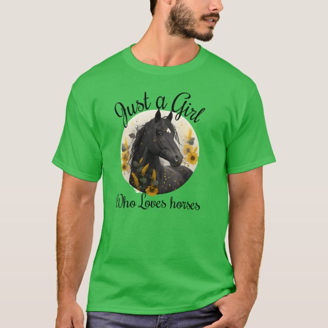 T-shirt Juste une fille qui aime les chevaux tournesol de  (Devant)