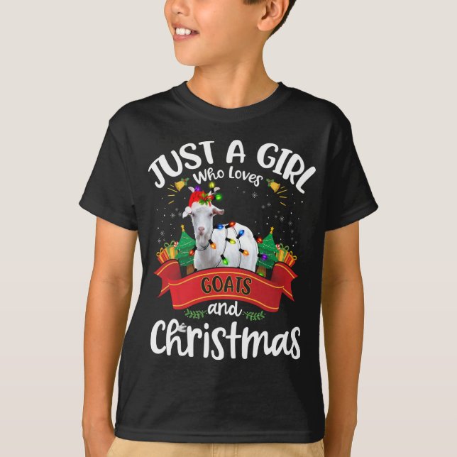 T-shirt Juste Une Fille Qui Aime Les Chèvres Et Noël Père  (Devant)
