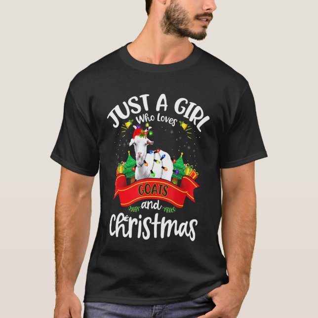 T-shirt Juste Une Fille Qui Aime Les Chèvres Et Noël Père  (Devant)