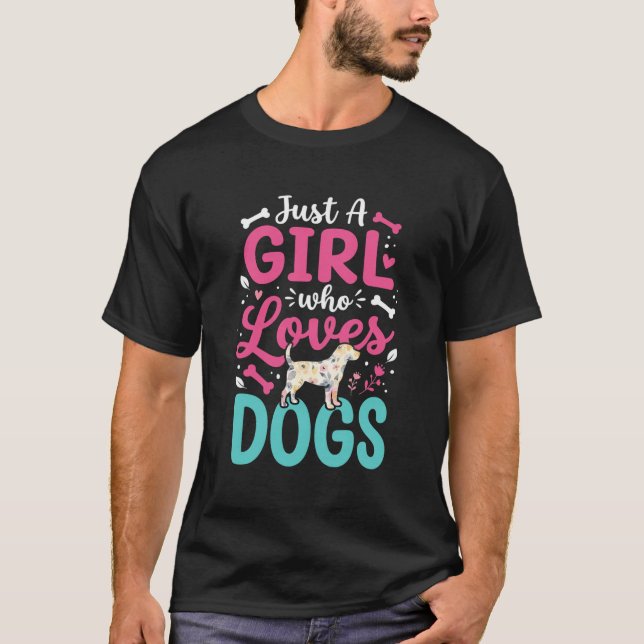 T-shirt Juste une fille qui aime les chiens (Devant)