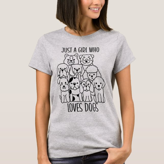 T-shirt Juste Une Fille Qui Aime Les Chiens (Devant)