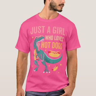T-shirt Juste Une Fille Qui Aime Les Chiens Chauds Dinosau