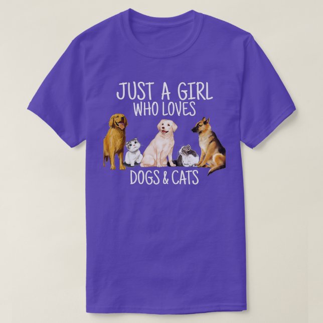 T-shirt Juste Une Fille Qui Aime Les Chiens Et Les Chats D (Design devant)