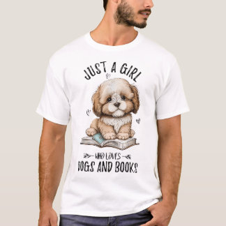 T-shirt Juste Une Fille Qui Aime Les Chiens Et Livres Pupp