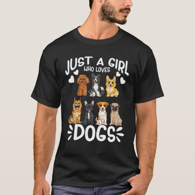 T-shirt Juste Une Fille Qui Aime Les Chiens Mignonnes Chio (Devant)