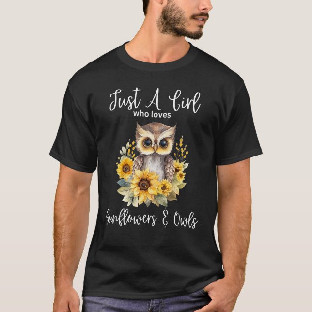 T-shirt Juste Une Fille Qui Aime Les Chouettes Et Les Fleu (Devant)