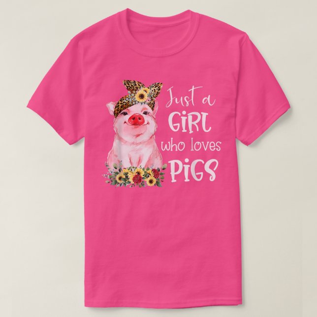 T-shirt Juste Une Fille Qui Aime Les Cochons Avec Un Bande (Design devant)
