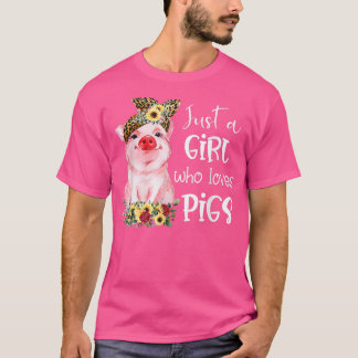T-shirt Juste Une Fille Qui Aime Les Cochons Avec Un Bande