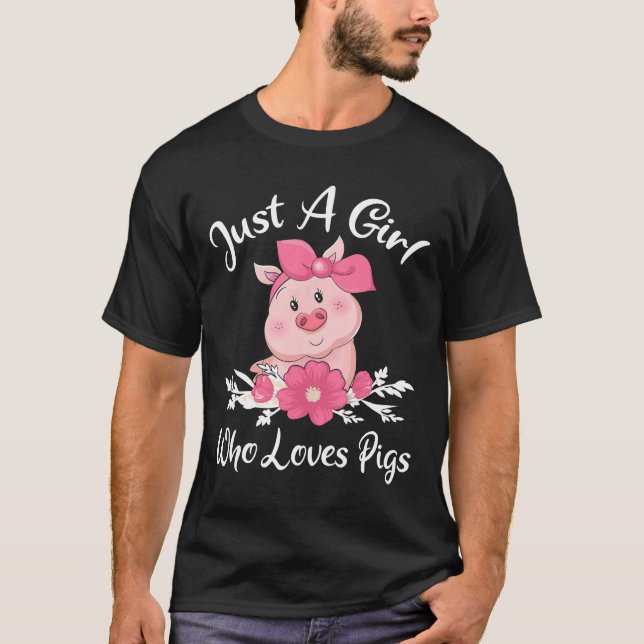 T-shirt Juste Une Fille Qui Aime Les Cochons Chemise Cute  (Devant)