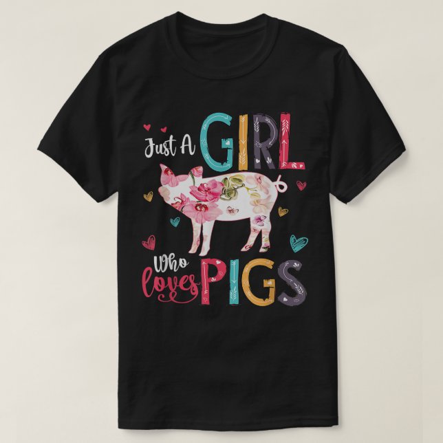 T-shirt Juste une fille qui aime les cochons chemise pour  (Design devant)