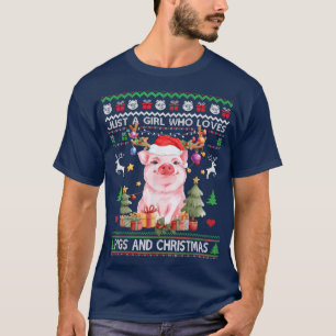 T-shirt Juste une fille qui aime les cochons et Noël Swea 