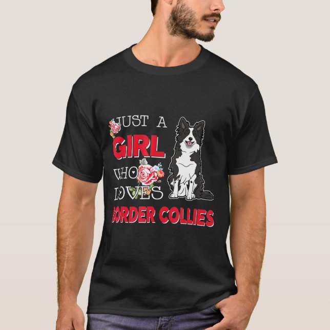 T-shirt Juste Une Fille Qui Aime Les Collies Frontaliers C (Devant)
