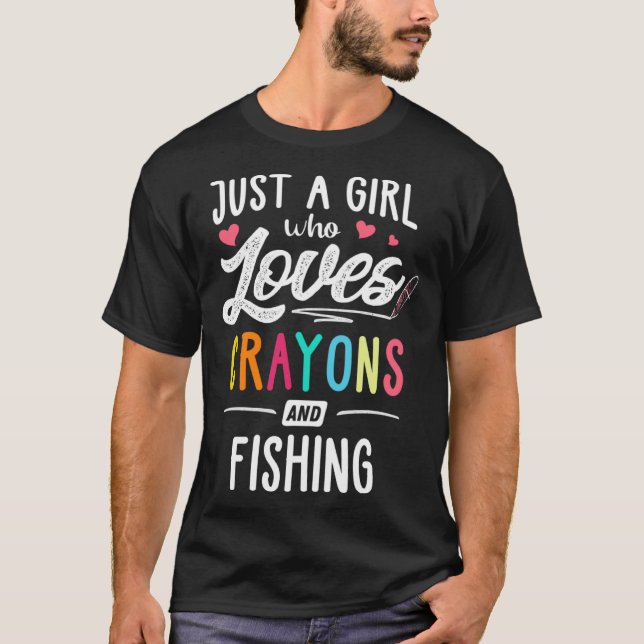 T-shirt Juste Une Fille Qui Aime Les Crayons Et Vous Pêche (Devant)