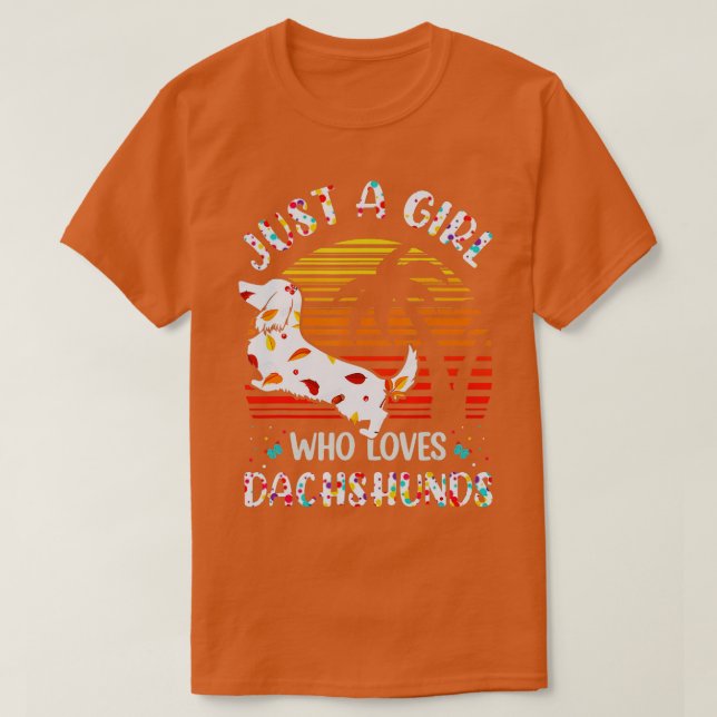 T-shirt Juste Une Fille Qui Aime Les Dachshunds Tombent La (Design devant)