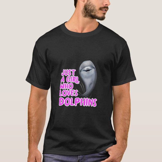 T-shirt Juste Une Fille Qui Aime Les Dauphins Vêtements Fe (Devant)
