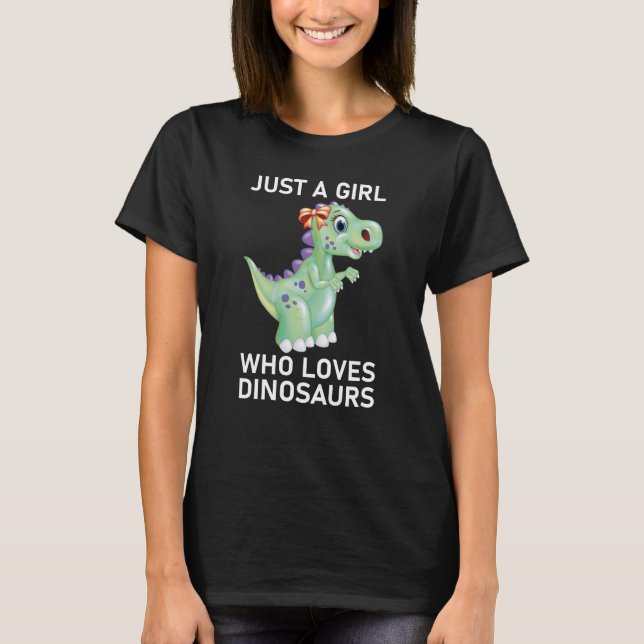 T-shirt Juste une fille qui aime les dinosaures (Devant)