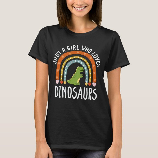 T-shirt Juste Une Fille Qui Aime Les Dinosaures Arc-En-Cie (Devant)