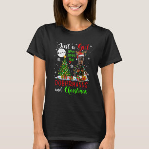 T-shirt Juste Une Fille Qui Aime Les Dobermanns Et Xmas Pè