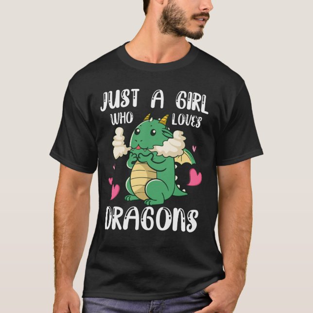 T-shirt Juste Une Fille Qui Aime Les Dragons Amoureux Fill (Devant)
