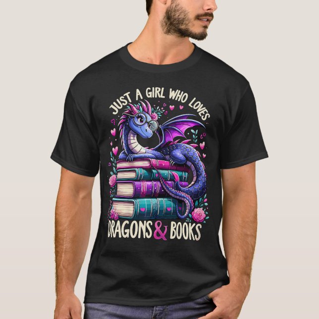 T-shirt Juste Une Fille Qui Aime Les Dragons Et Les Livres (Devant)