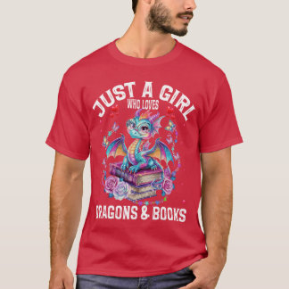 T-shirt Juste une fille qui aime les dragons et les livres
