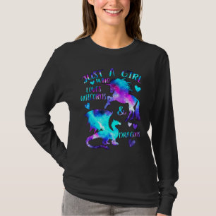 T-shirt Juste Une Fille Qui Aime Les Dragons Et Unicornes 