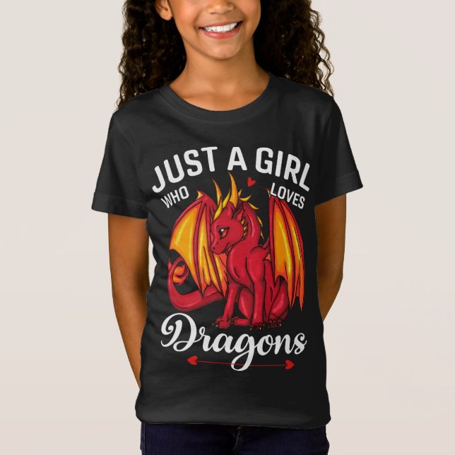 T-Shirt Juste une fille qui aime les dragons, le design de (Devant)