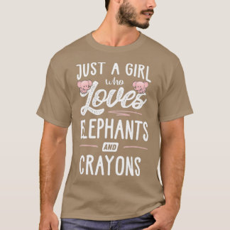 T-shirt Juste Une Fille Qui Aime Les Éléphants Et Crayons
