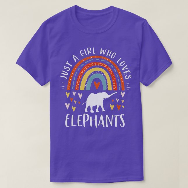T-shirt Juste une fille qui aime les éléphants Rainbow Cad (Design devant)