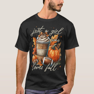 T-shirt Juste une fille qui aime les feuilles à la citroui