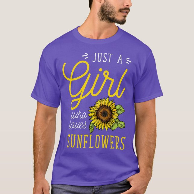 T-shirt Juste Une Fille Qui Aime Les Fleurs De Soleil Art  (Devant)