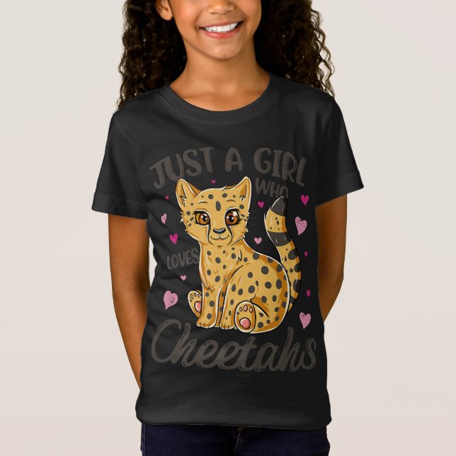 T-Shirt juste une fille qui aime les guépards (Devant)