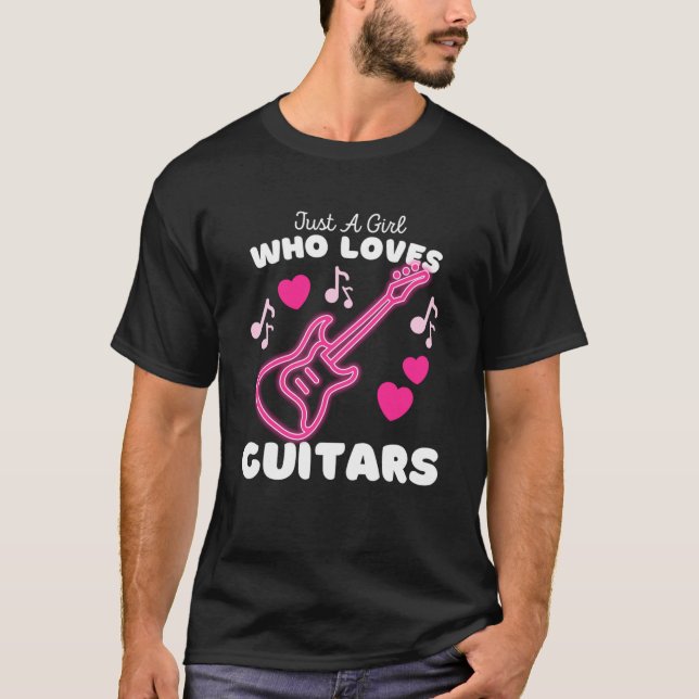 T-shirt Juste Une Fille Qui Aime Les Guitares Filles Migno (Devant)