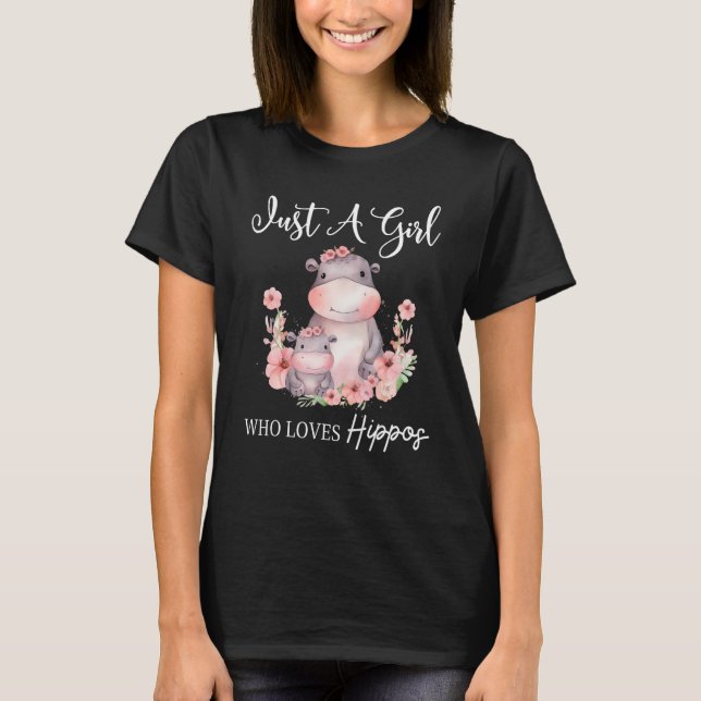 T-shirt Juste une fille qui aime les hippopotames 4 (Devant)
