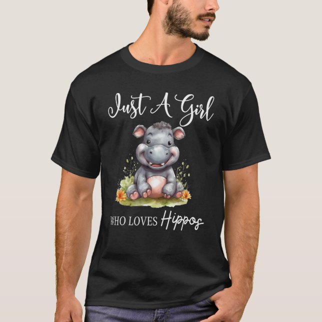 T-shirt Juste une fille qui aime les hippopotames 7 (Devant)