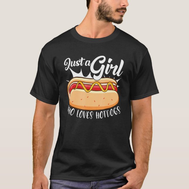 T-shirt Juste Une Fille Qui Aime Les Hotdogs (Devant)