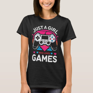T-shirt Juste une fille qui aime les jeux rose et bleu jou