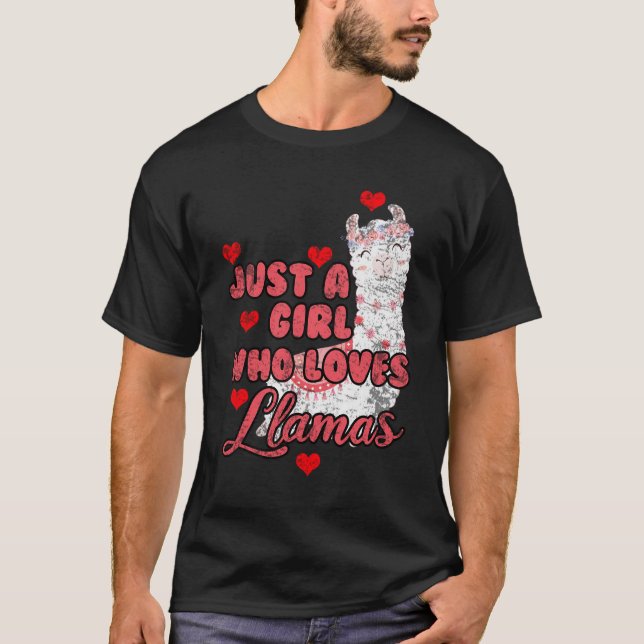 T-shirt Juste une fille qui aime les lamas (Devant)